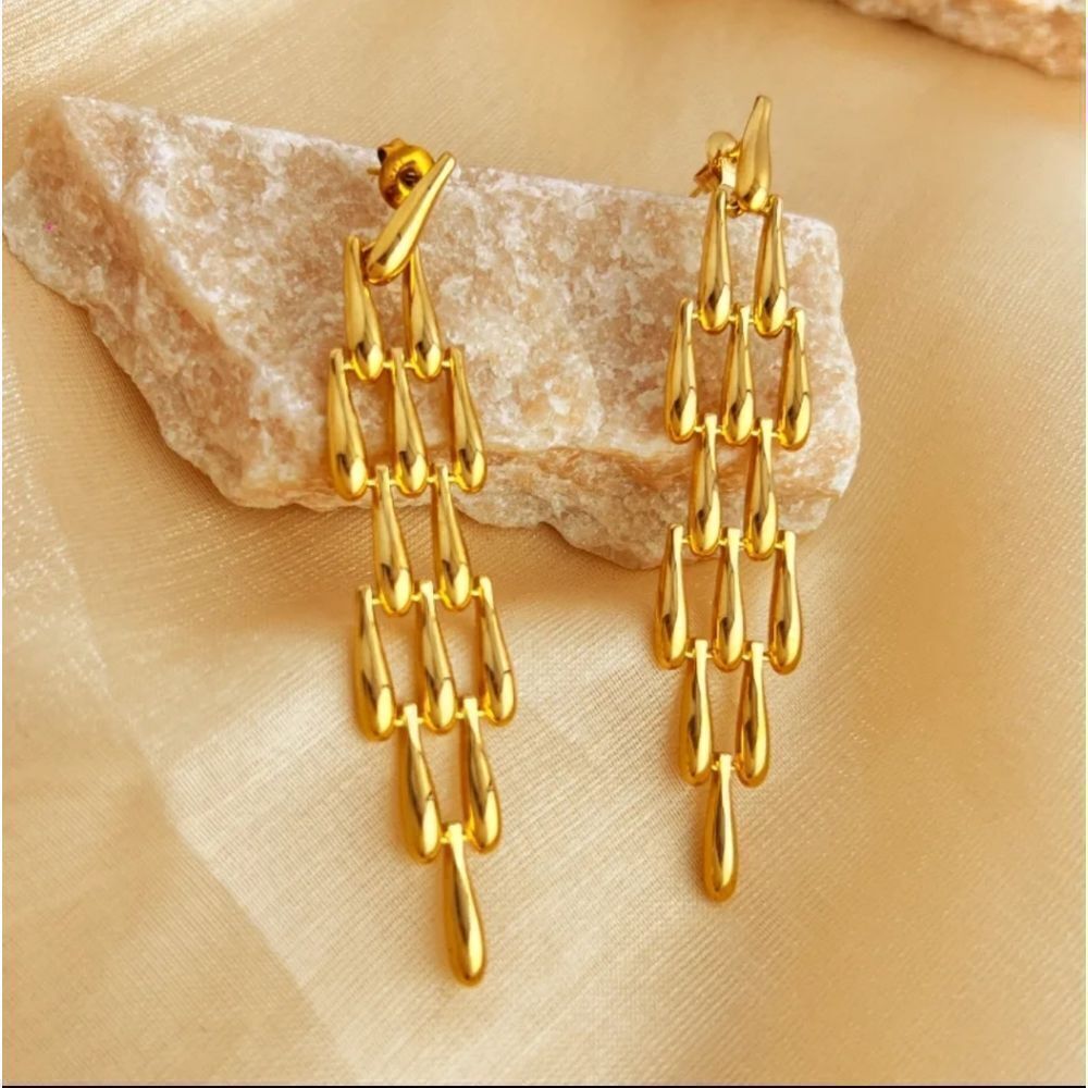 New ANTHRO 18K Gold plated Stainless Steel geometric teardrop earrings